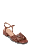 Cole Haan Patie Sandal In Dark Cuoio Perforated Leather