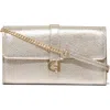 Cole Haan Pebble Leather Wallet On A Chain In Gold