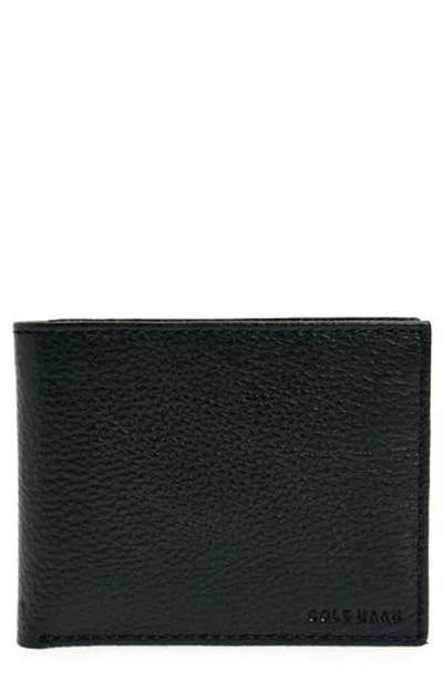Cole Haan Pebbled Leather Billfold Wallet In Black