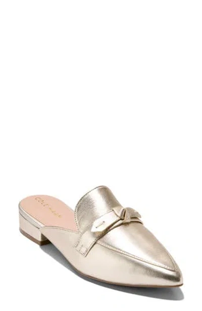 Cole Haan Piper Bow Mule In Soft Gold Leather