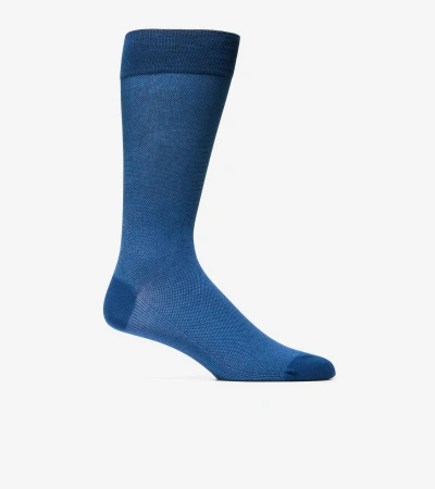 Cole Haan Pique Textured Crew Socks In Blue