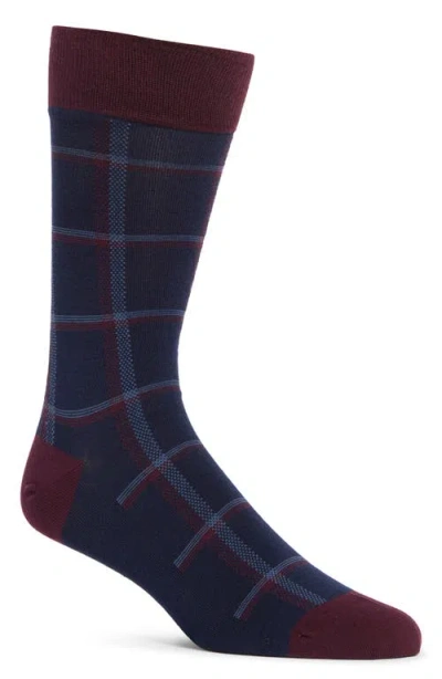 Cole Haan Plaid Dress Crew Socks In Navy Assorted