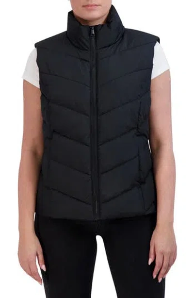 Cole Haan Pongee Puffer Vest In Black