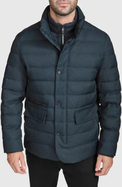 Cole Haan Puffer Coat With Removable Bib In Navy