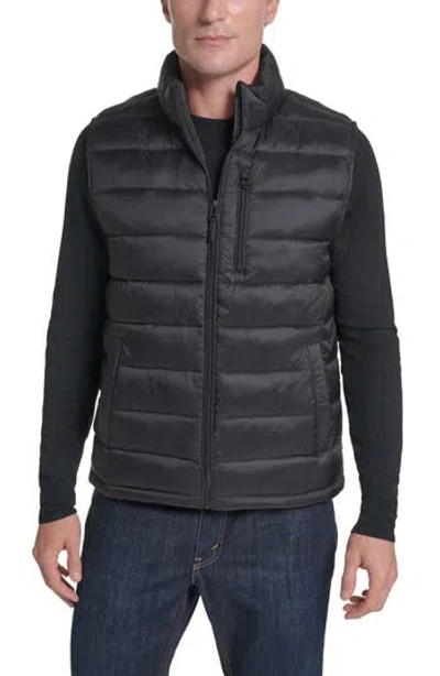 Cole Haan Quilted Zip Front Vest In Black