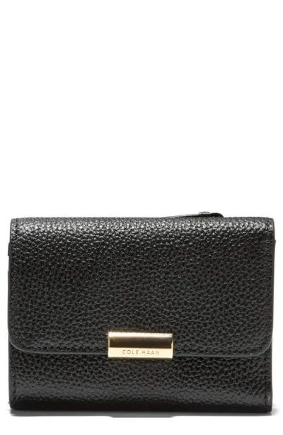 Cole Haan Rachel Compact Leather Trifold Wallet In Black