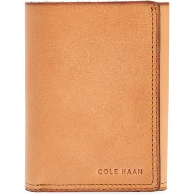 Cole Haan Raw Cut Vachetta Trifold Wallet In Orange