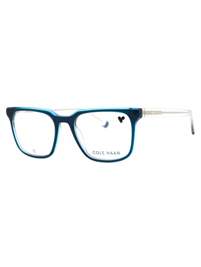 Cole Haan Rectangular Unisex Eyeglasses Ch4506 In Blue