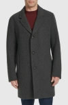 Cole Haan Wool Blend Leather Trim Bib Insert Coat In Gray
