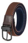 Cole Haan Reversible Stretch Web Belt In Brown/navy