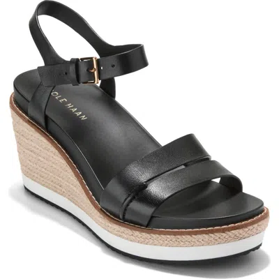 Cole Haan Ronnie Cloudfeel Espadrille Platform Wedge Sandal In Black