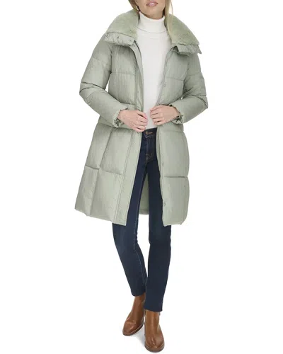 Cole Haan Shimmer Channel Coat In Green