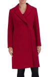 Cole Haan Signature Asymmetric Button Wool Blend Coat In Red