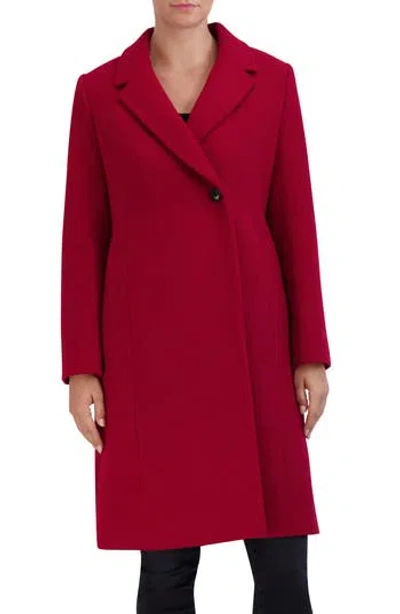 Cole Haan Signature Asymmetric Button Wool Blend Coat In Red