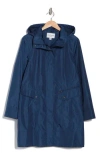 Cole Haan Signature Back Bow Packable Hooded Raincoat In Costal Blue