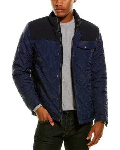 Cole Haan Signature Cole Haan Diamond-quilted Mixed Media Jacket In Blue
