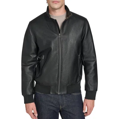 Cole Haan Signature Faux Leather Bomber Jacket In Black