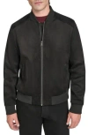 Cole Haan Signature Faux Suede Bomber Jacket In Black