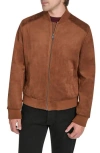 Cole Haan Signature Faux Suede Bomber Jacket In Brown