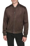 Cole Haan Signature Faux Suede Bomber Jacket In Brown