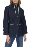 Cole Haan Signature Hooded Oversize Rain Jacket In Navy
