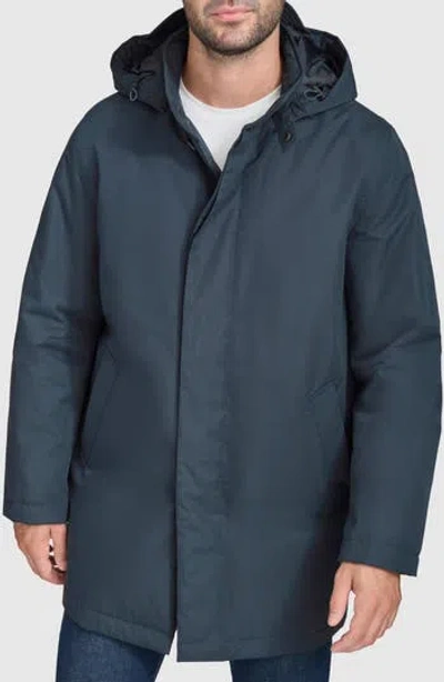 Cole Haan Signature Hooded Raincoat In Navy
