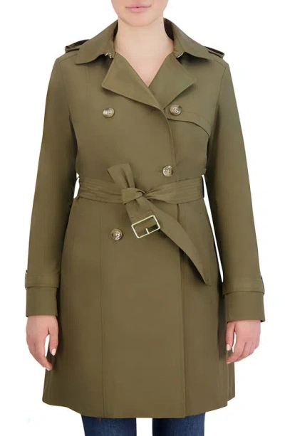 Cole Haan Signature Hooded Trench Coat In Army Green