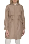 Cole Haan Signature Hooded Trench Raincoat In Champagne