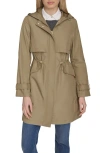 Cole Haan Signature Hooded Trench Raincoat In Sage