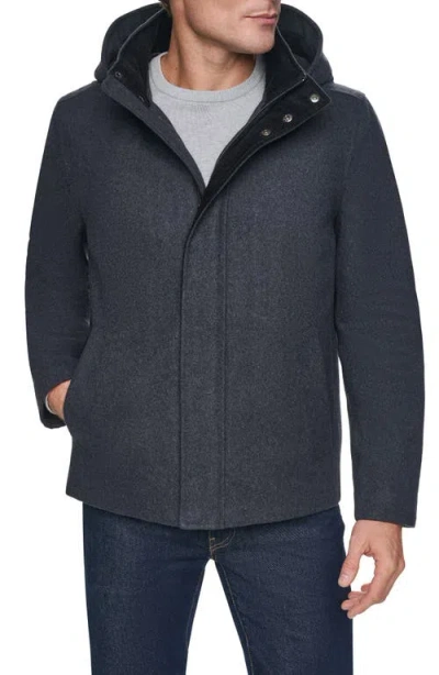 Cole Haan Signature Hooded Wool Blend Field Coat In Multi