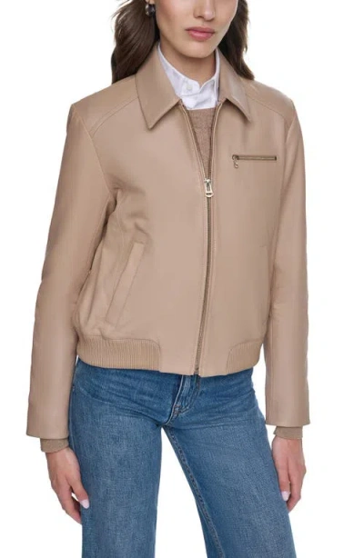 Cole Haan Signature Leather Bomber Jacket In Brown
