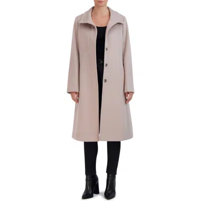 Cole Haan Signature Longline Wool Blend Coat In Stone