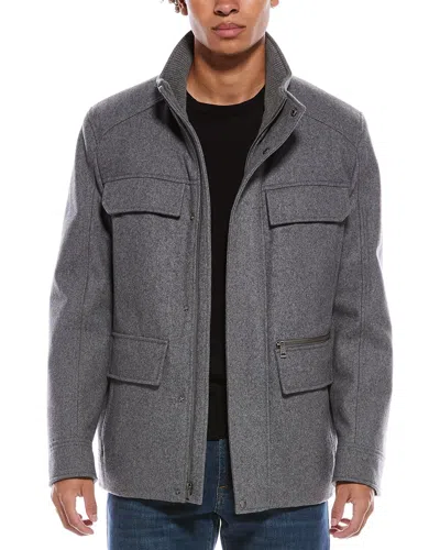 Cole Haan Signature Multipockets Wool-blend Field Coat In Gray
