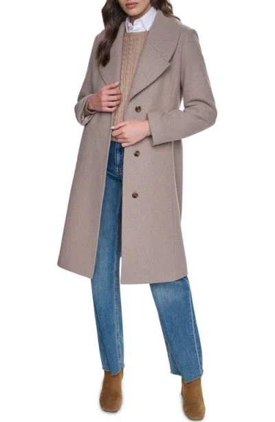 Cole Haan Signature Oversize Collar Wool Blend Coat In Brown