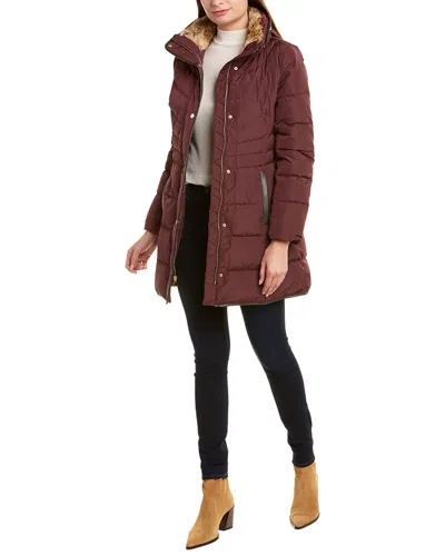 Cole Haan Signature Quilted Down Coat In Burgundy