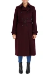 Cole Haan Signature Slick Belted Double Breasted Trench Coat In Bordeaux