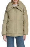 Cole Haan Signature Stand Collar Nylon Twill Insulated Jacket In Green