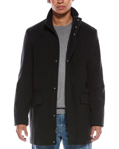 Cole Haan Signature Stand Collar Wool-blend Bomber Coat In Black
