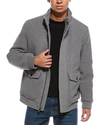 Cole Haan Signature Stand Collar Wool-blend Bomber Coat In Gray