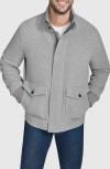Cole Haan Signature Stand Collar Wool Blend Bomber Jacket In Light Grey