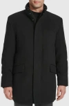 Cole Haan Signature Stand Collar Wool Blend Car Coat In Black