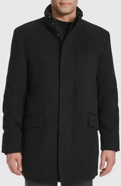 Cole Haan Signature Stand Collar Wool Blend Car Coat In Black