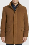 Cole Haan Signature Stand Collar Wool Blend Car Coat In Camel
