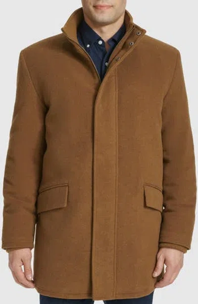 Cole Haan Signature Stand Collar Wool Blend Car Coat In Camel