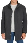 Cole Haan Signature Stand Collar Wool Blend Car Coat In Charcoal
