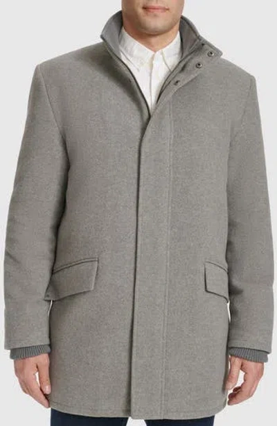 Cole Haan Signature Stand Collar Wool Blend Car Coat In Light Grey