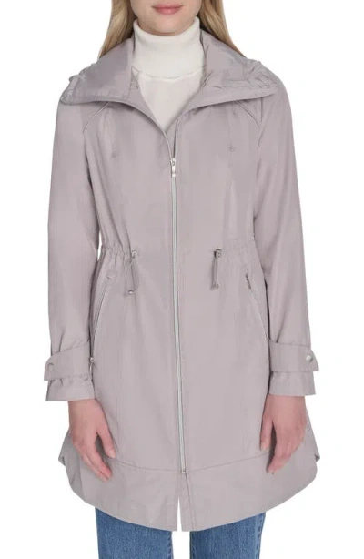 Cole Haan Signature Travel Packable Hooded Rain Jacket In Gray