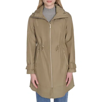 Cole Haan Signature Travel Packable Hooded Rain Jacket In Brown