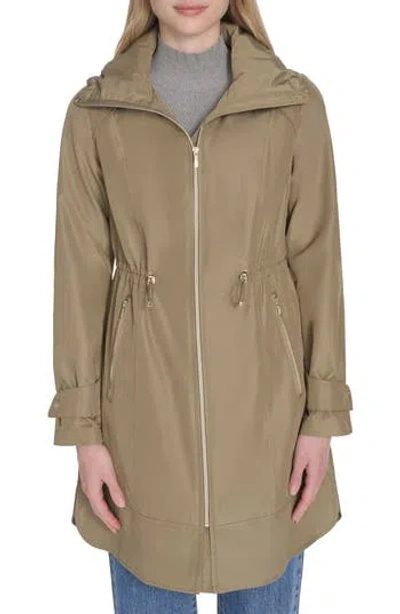 Cole Haan Signature Travel Packable Hooded Rain Jacket In Brown