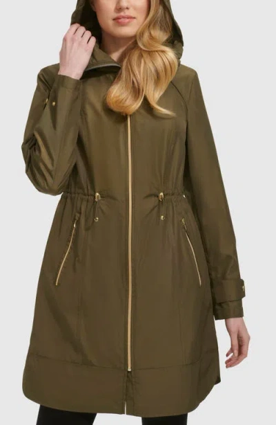 Cole Haan Signature Travel Packable Hooded Rain Jacket In Green